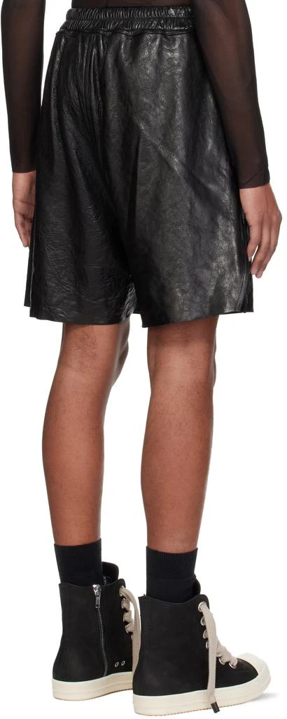 Rick Owens Black Temple Boxer Leather Shorts 3