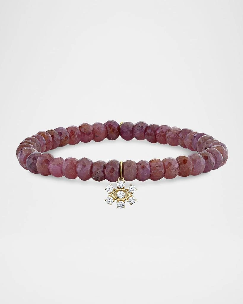 Sydney Evan Marquise Eye Prong-Set Flower on Pink Sapphire Bead Bracelet