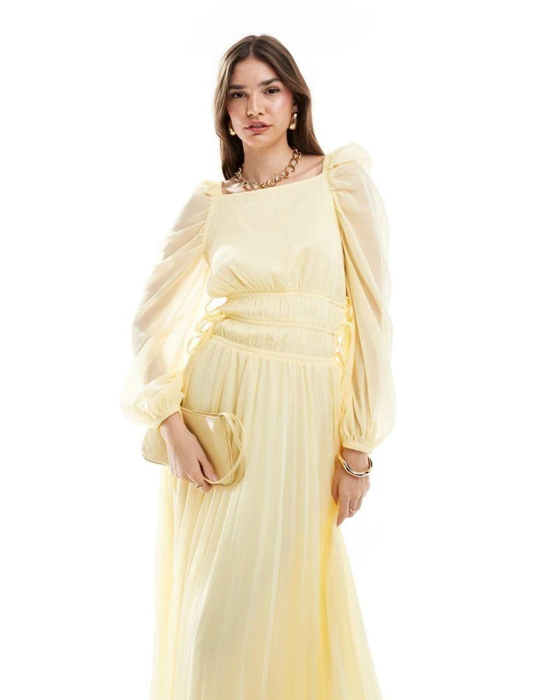 ASOS DESIGN pleated drawstring bodice maxi dress in pastel yellow  On Sale  Now with Up to 60% Off | Discover Exclusive Deals & Savings at BeyondStyle   Authentic ASOS Home|women with