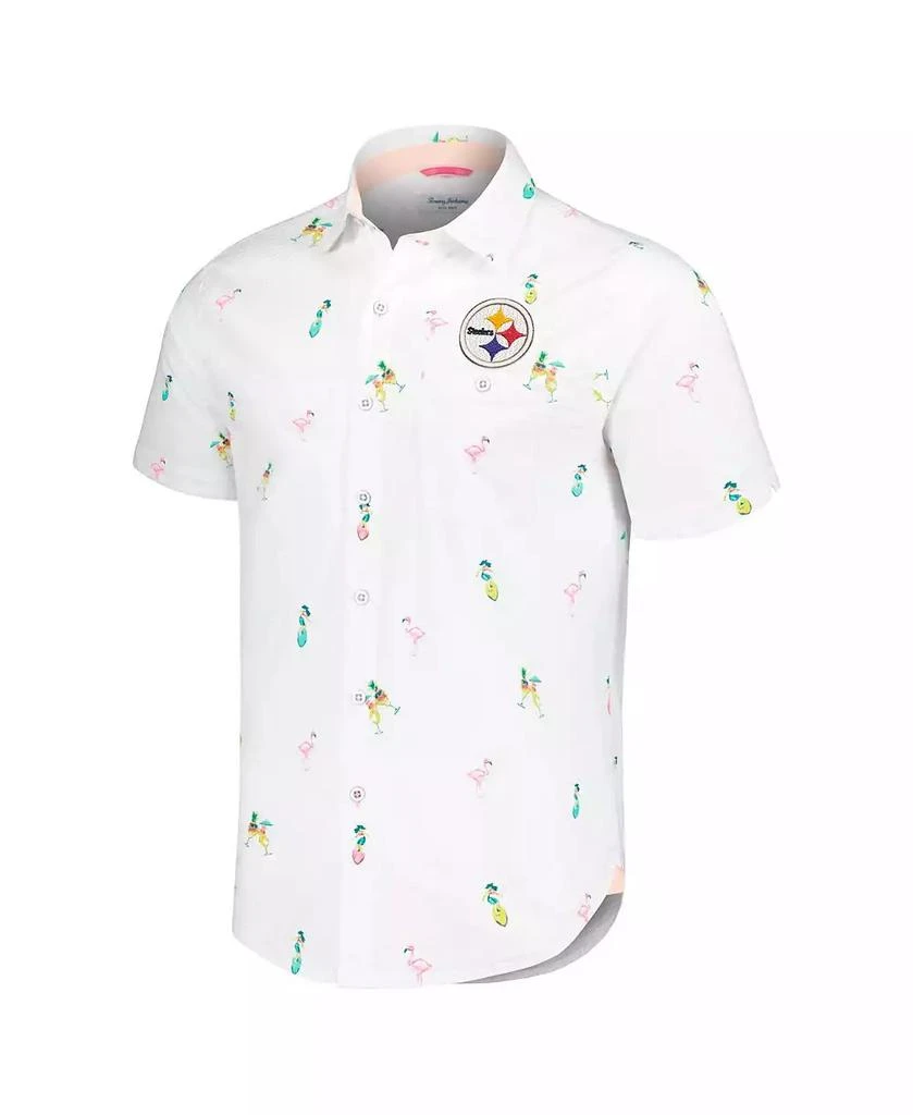 Tommy Bahama Men's White Pittsburgh Steelers Nova Wave Flocktail Button-Up Shirt 3