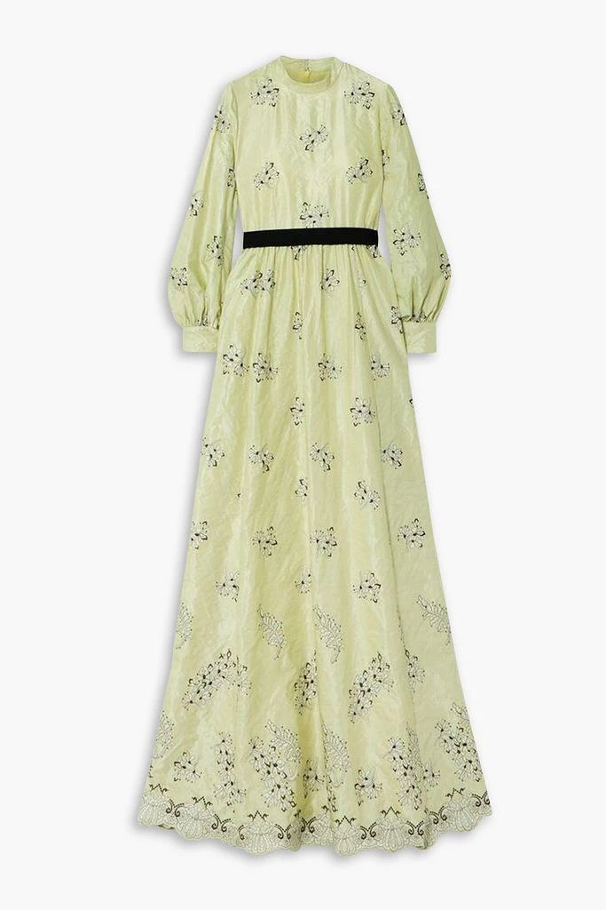 Erdem Kara belted embroidered satin maxi dress 1