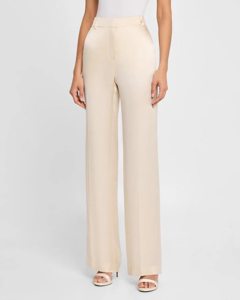 Alberta Ferretti Satin Straight-Leg Trousers 4