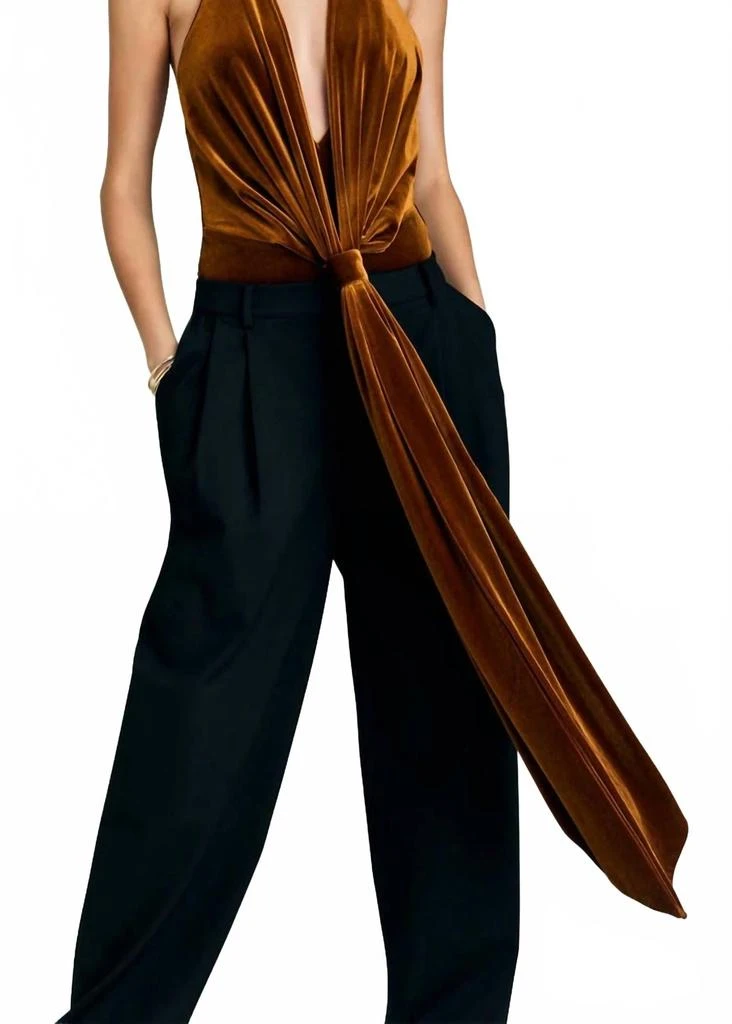 SER.O.YA Vika Velvet Bodysuit In Marigold 2