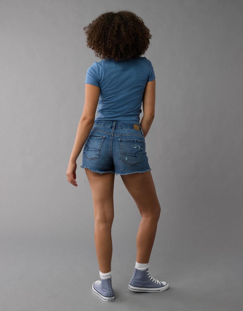 AE AE Next Level Curvy Ripped Low-Rise Denim Midi Short