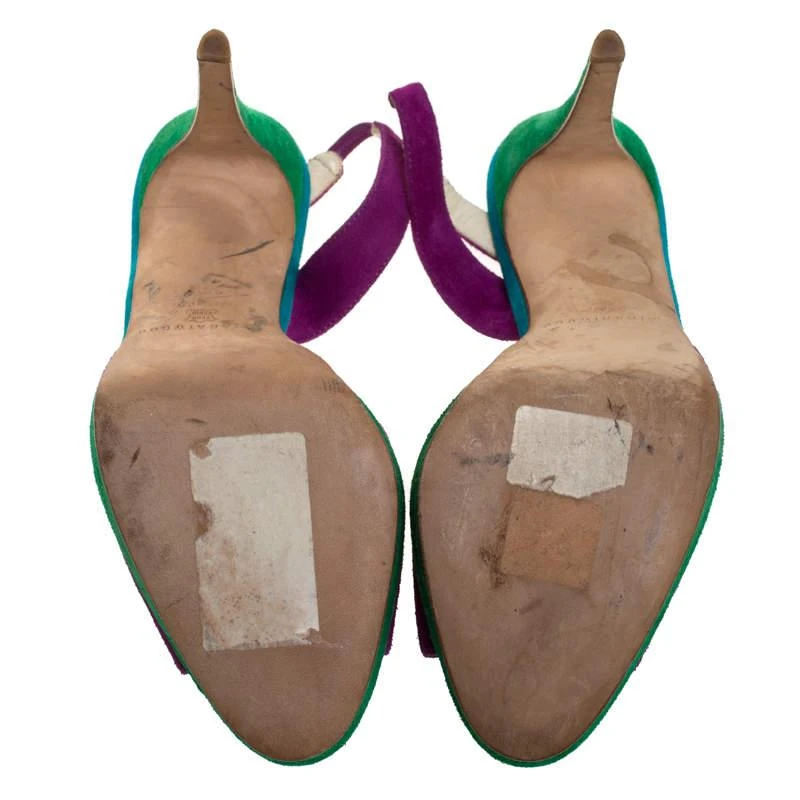 Brian Atwood Brian Atwood Multicolor Suede Peep Toe Slingback Platform Sandals Size 39.5 6