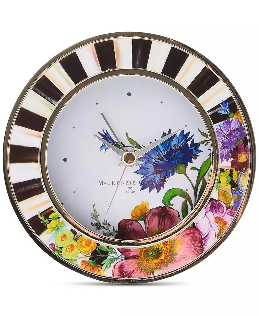 MacKenzie-Childs Flower Market Silver Plated Round Desk Clock 1