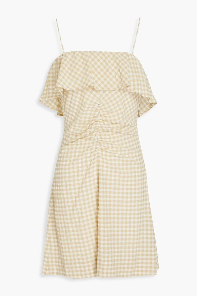 Ganni Ruched gingham seersucker mini dress 1