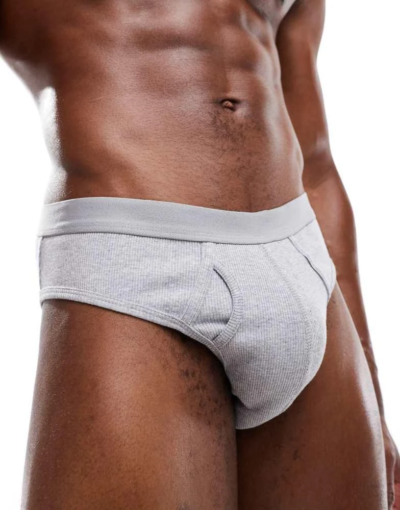 ASOS ASOS DESIGN 2 pack rib brief in grey and blue 3