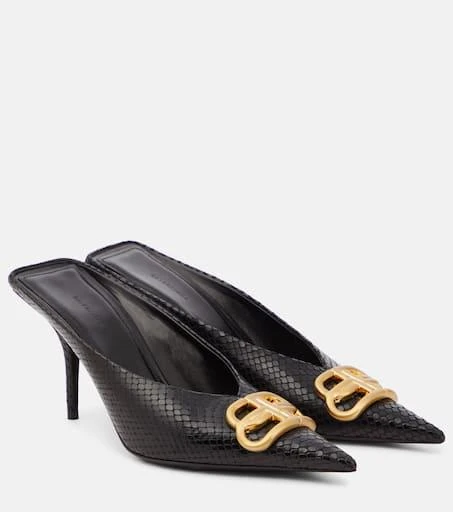 Balenciaga Square Knife BB 80 metallic leather mules 1