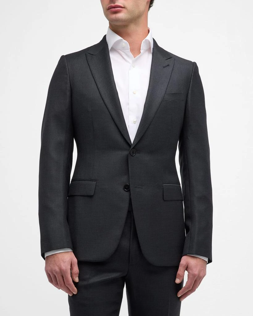 Zegna Men's City Check Wool Silk Suit 4
