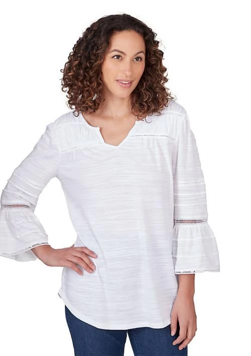 Ruby Rd Rd Womens Slub Lace Knit Top 1