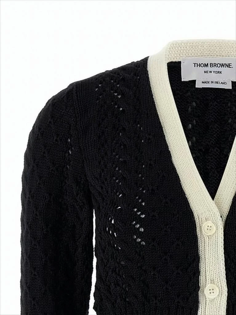 Thom Browne Textured Knit Cropped Cardigan With Contrasting Stripes 3