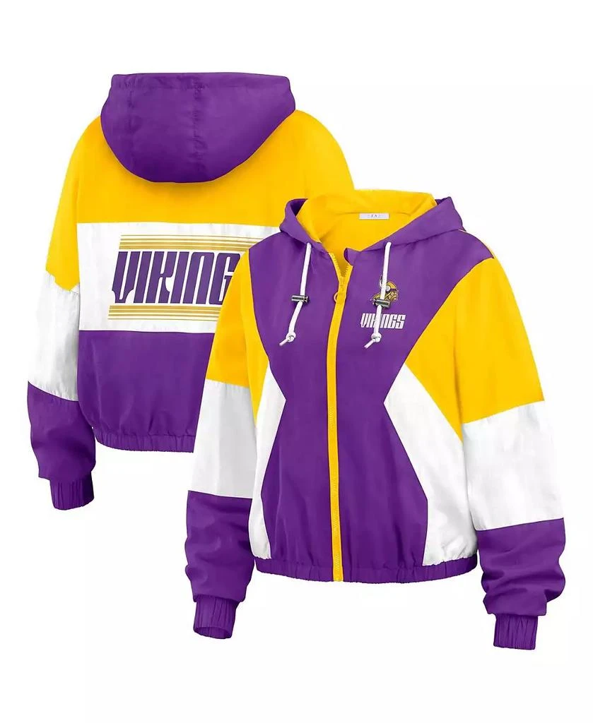 WEAR by Erin Andrews Women's Purple Minnesota Vikings Color Block Full-Zip Windbreaker Jacket 1