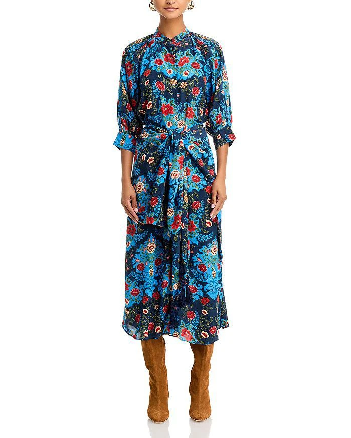Farm Rio Arabesque Floral Tie Front Dress 7