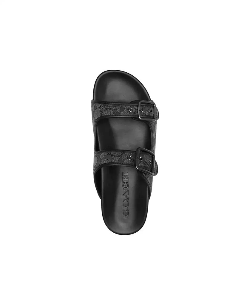 COACH Men's Signature and Leather Buckle Strap Sandal 5