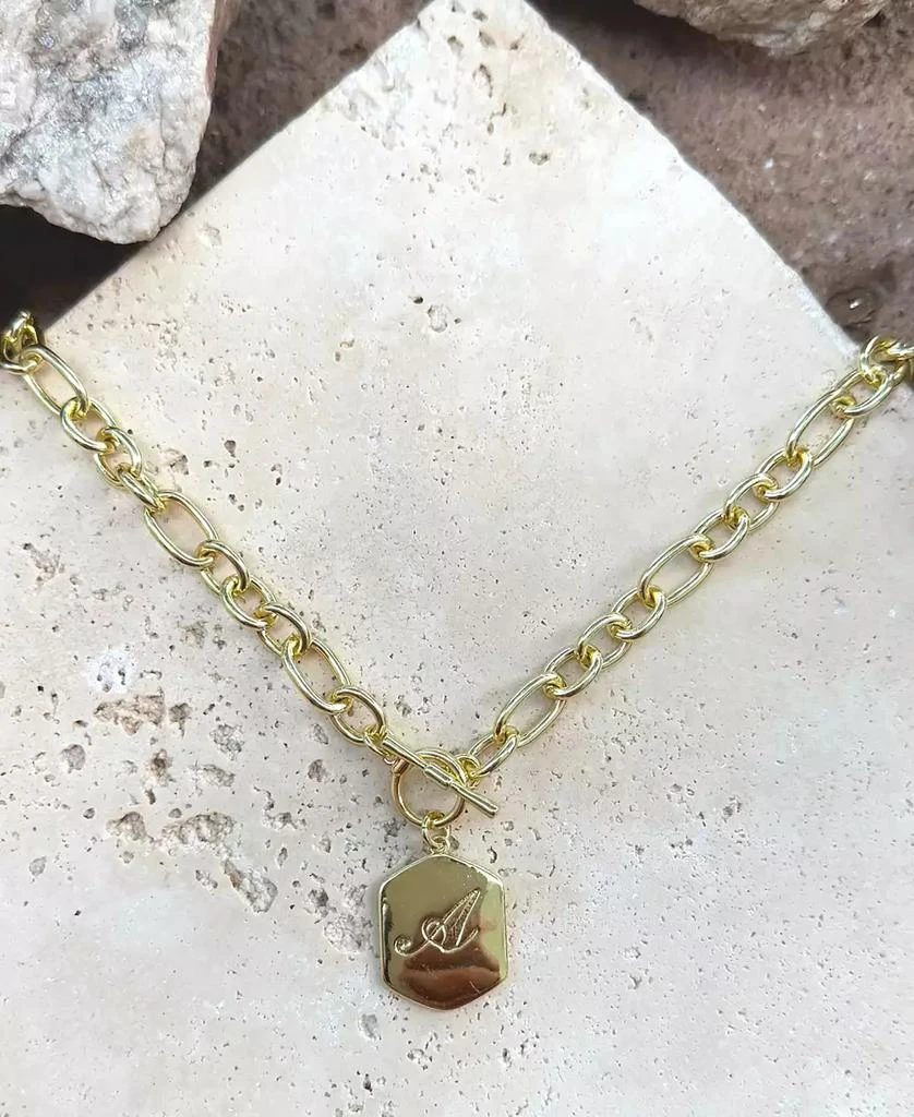 ADORNIA Gold Monogram Initial Chunky Toggle Necklace 4