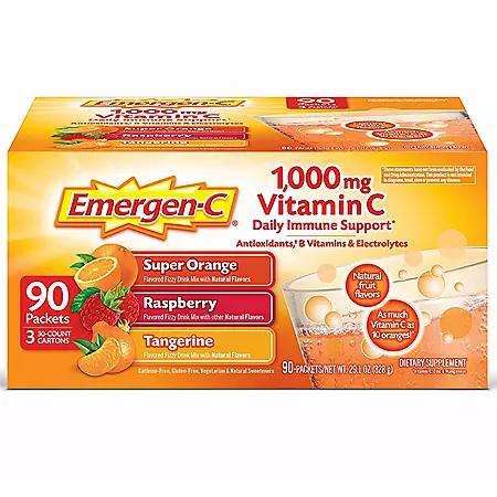 Emergen-C Emergen-C Vitamin C 1000mg Powder with Antioxidants Fizzy Drink Mix, 90 ct.