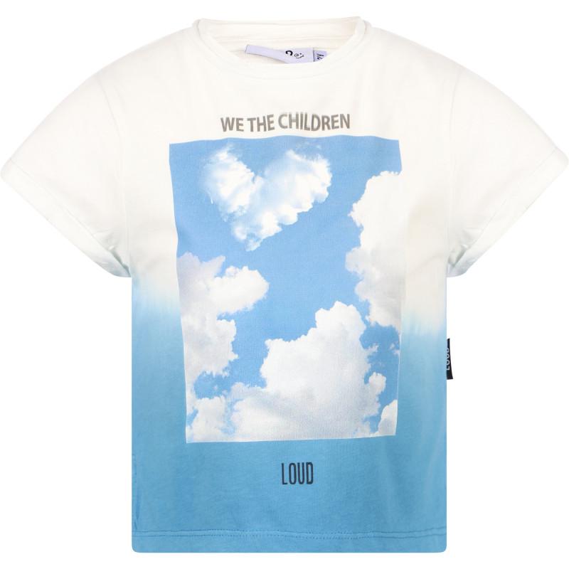 Loud Apparel We the children tie dye logo t shirt in white and blue