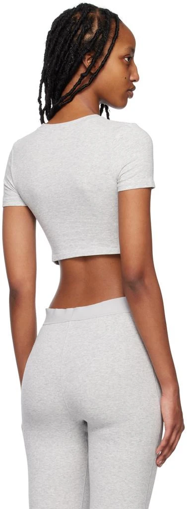 SKIMS Gray Cotton Jersey Super Cropped T-Shirt 3
