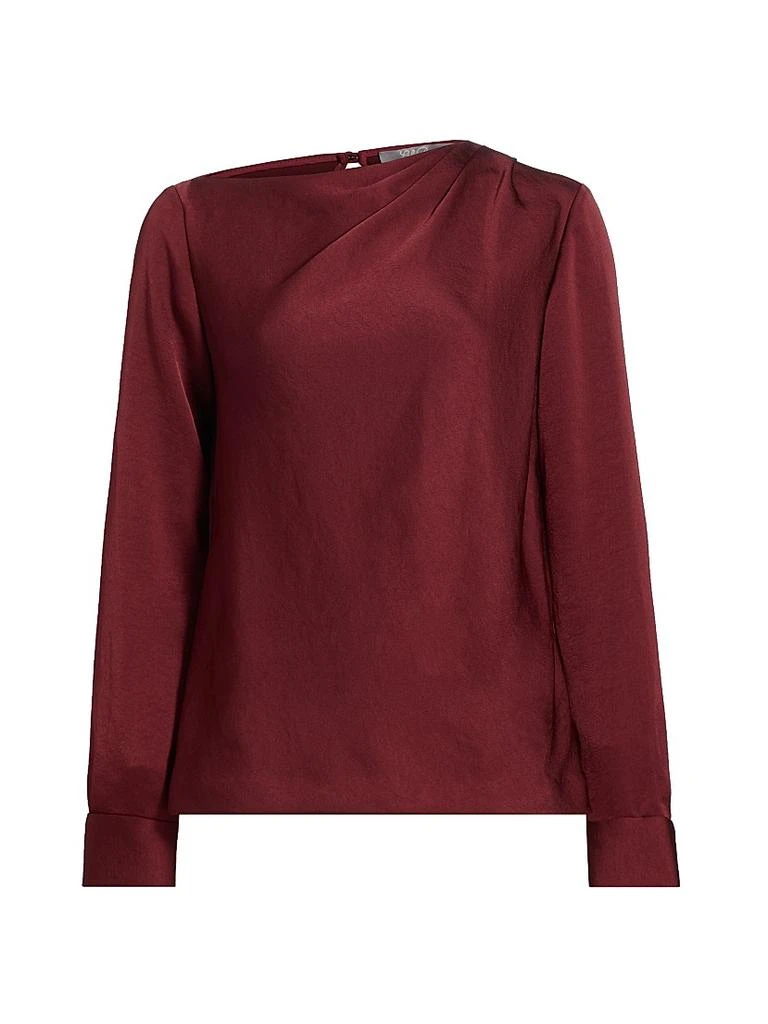 LELA ROSE Satin Asymmetric Gathered Blouse 1