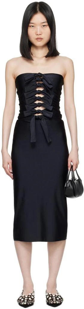 knee length dresses for ladies Midi Dress Is Crafted from Taffeta, with A Round Neck, Puffy Shoulders, Middle Sleeves- Gala M