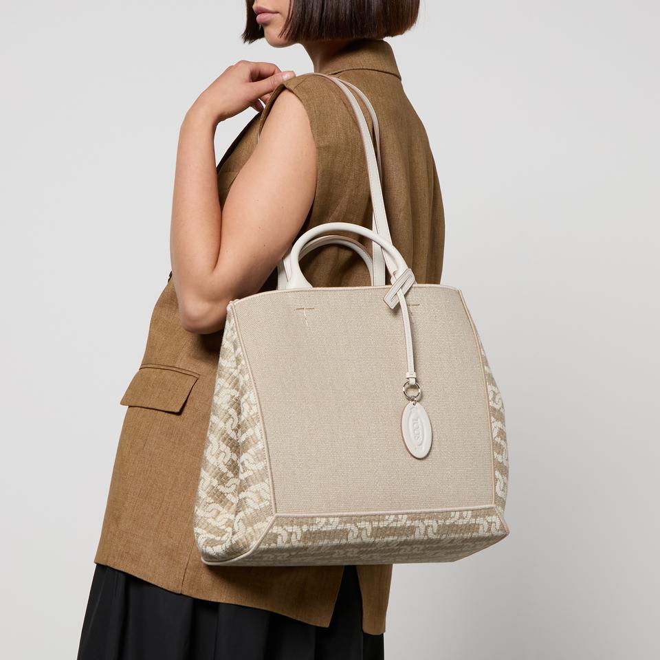 Tod's Tod's Large Canvas and Jacquard Tote Bag