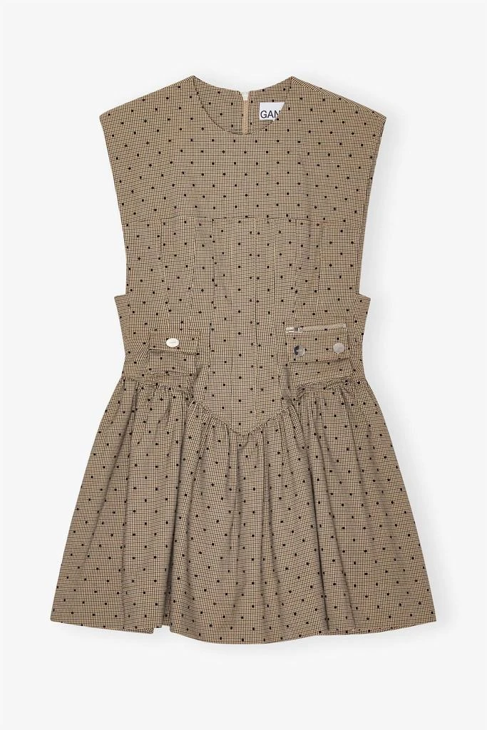Ganni Flock Check Mini Dress In Tiger's Eye 4