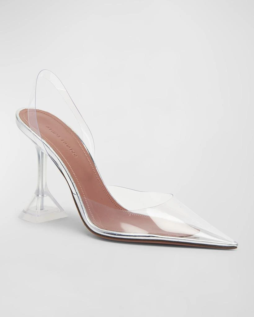Amina Muaddi Holli Clear Slingback Pumps 4