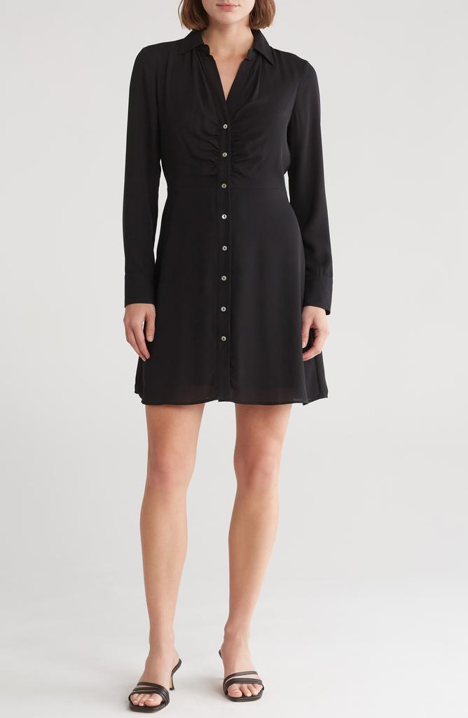 DR2 by Daniel Rainn Gathered Front Long Sleeve Shirtdress