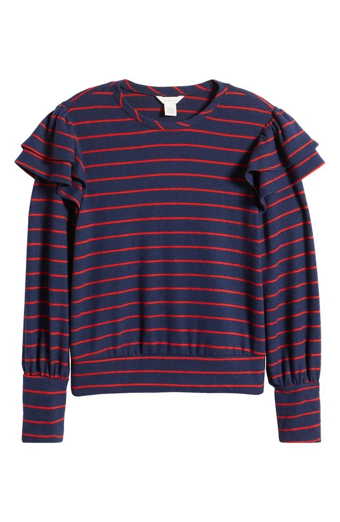 Caslon<sup>®</sup> Stripe Ruffle Shoulder Sweatshirt Top 5