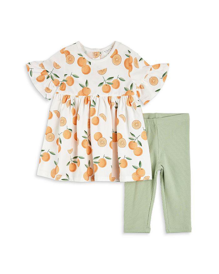 Petit Lem Girls' Oranges Print Top & Leggings Set - Baby