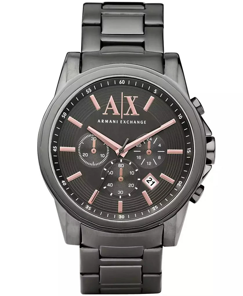 Armani Exchange Men's Chronograph Gunmetal Gray Stainless Steel Bracelet Watch 45mm 1