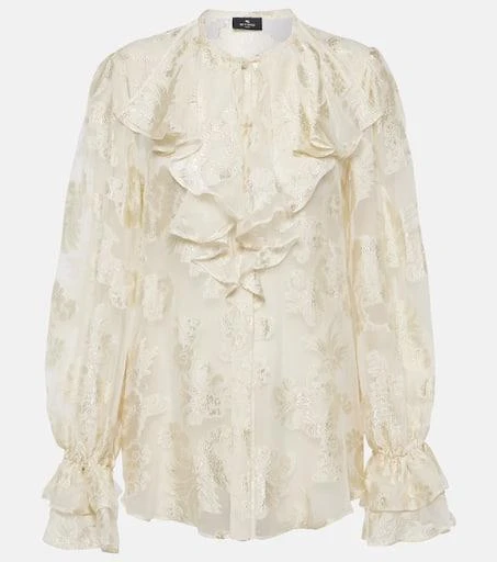 ETRO Ruffled floral silk-crepon blouse 1