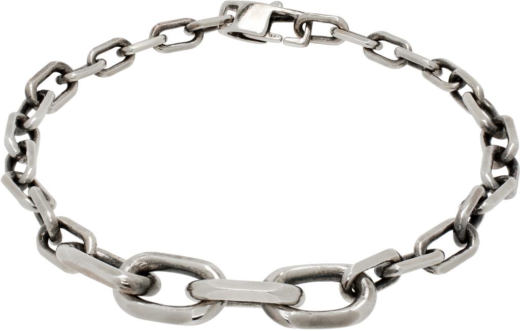 Title of Work Silver Descending Elongated Cable Link Bracelet