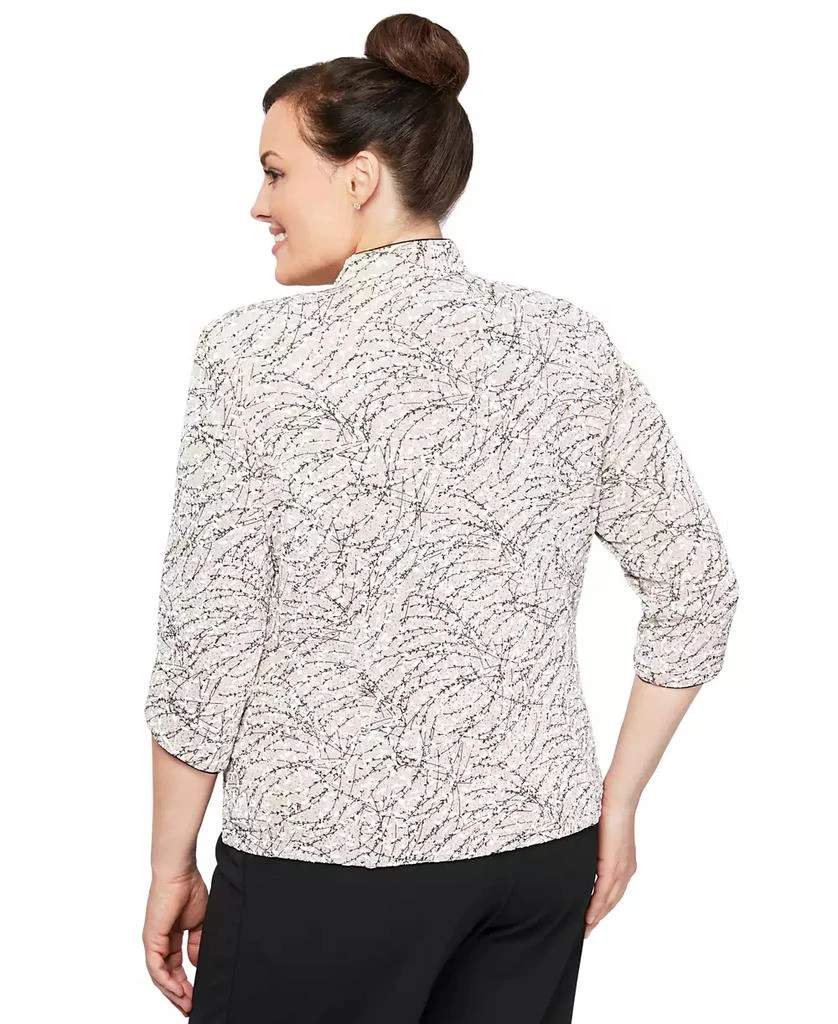 Alex Evenings Plus Size Printed Mandarin Jacket & Top Set 2