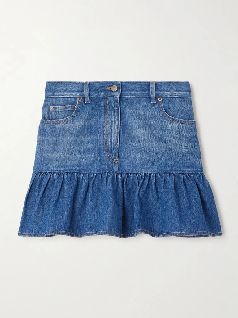 Valentino 荷叶边牛 仔布迷你半身裙  - IT36 1