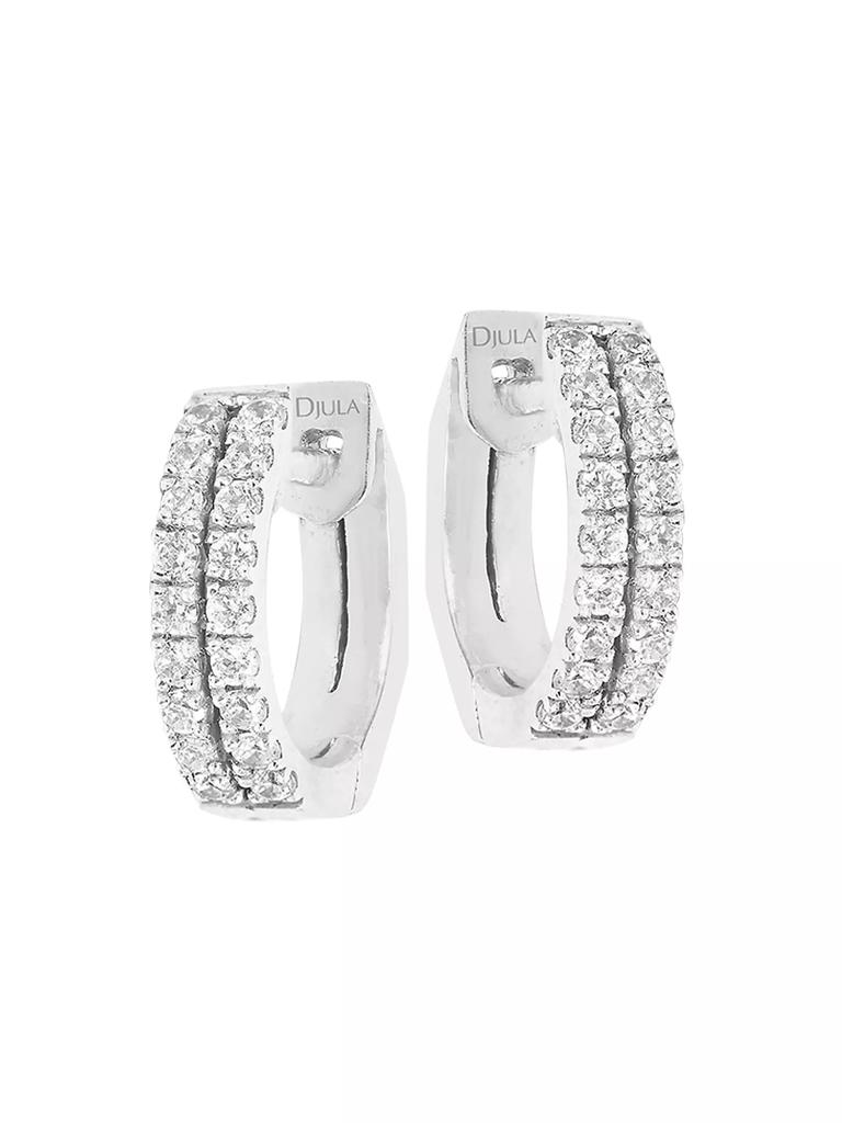 DJULA Graphique 18K White Gold & Diamond Hoop Earrings