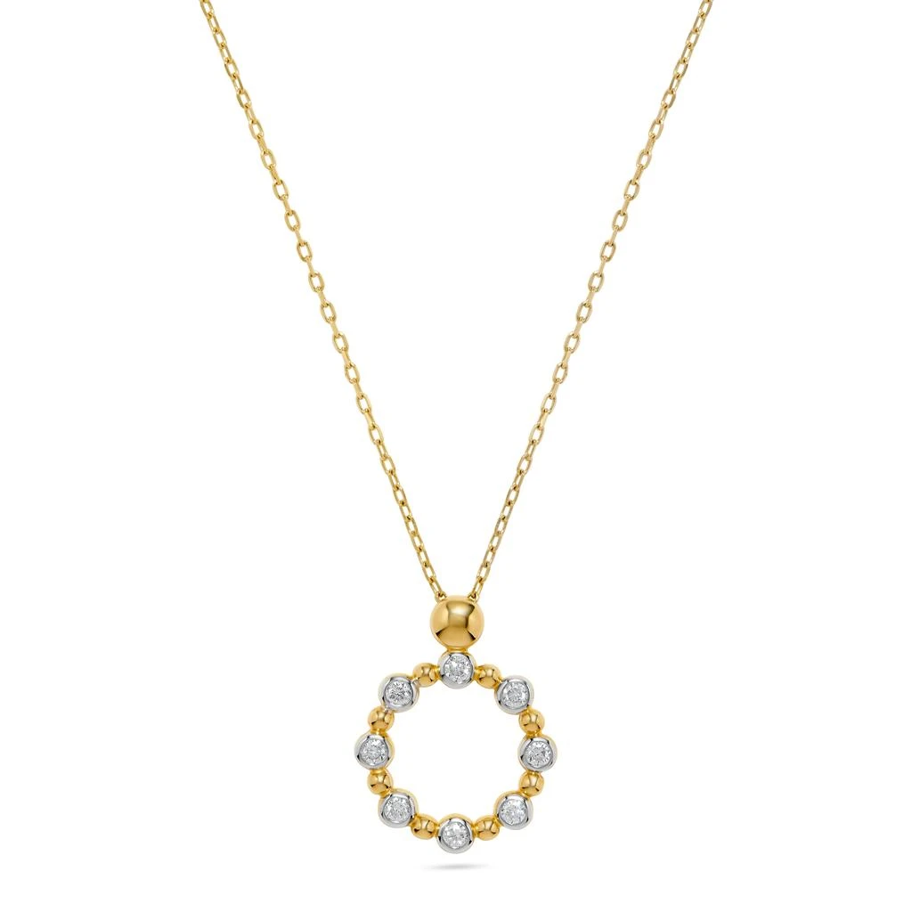 H.J. Namdar 0.27 ct tw Bezel Set Diamond Beaded Circle Pendant Necklace 14K Yellow Gold Natural Diamonds