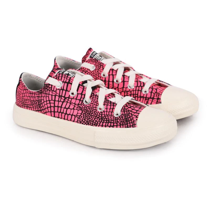 Converse Croc print logo sneakers in pink 1
