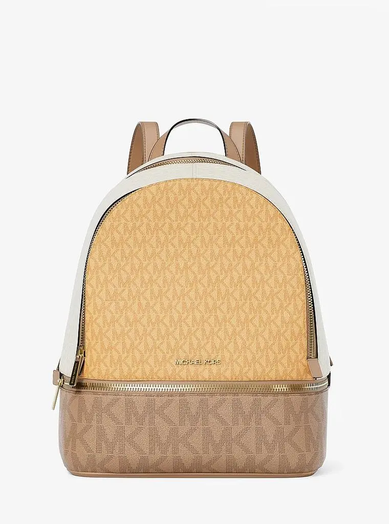Michael Kors Rhea Medium Color-Block Signature Logo Backpack