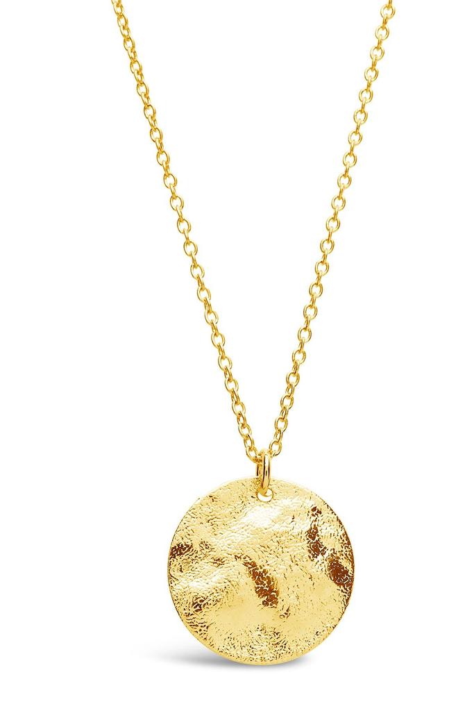 Sterling Forever 14K Yellow Gold Vermeil Hammered Pendant Necklace