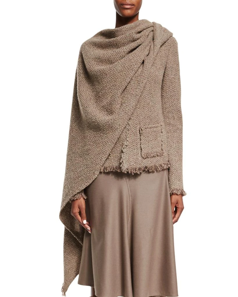 Ralph Lauren Fringe-Trim Jacket W/Scarf, Taupe Multi 1