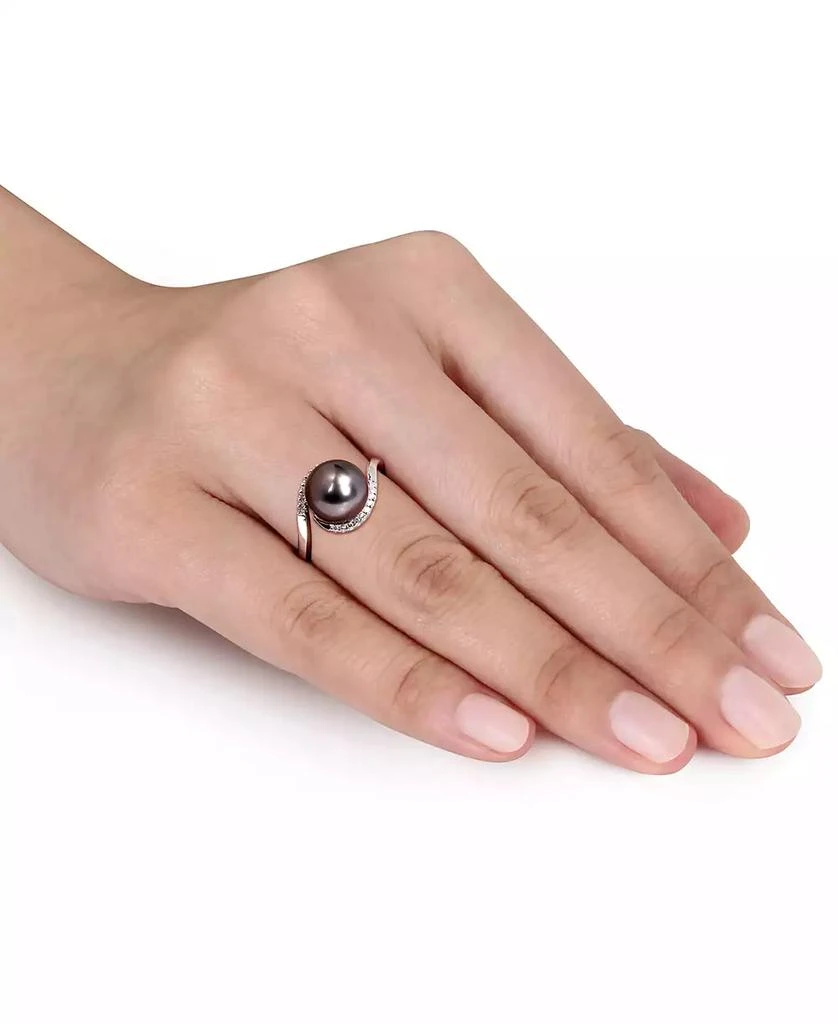 Macy
s Cultured Black Tahitian Pearl (9mm)
Diamond (1/10 ct. t.w.) Swirl Ring in Sterling Silver 2
