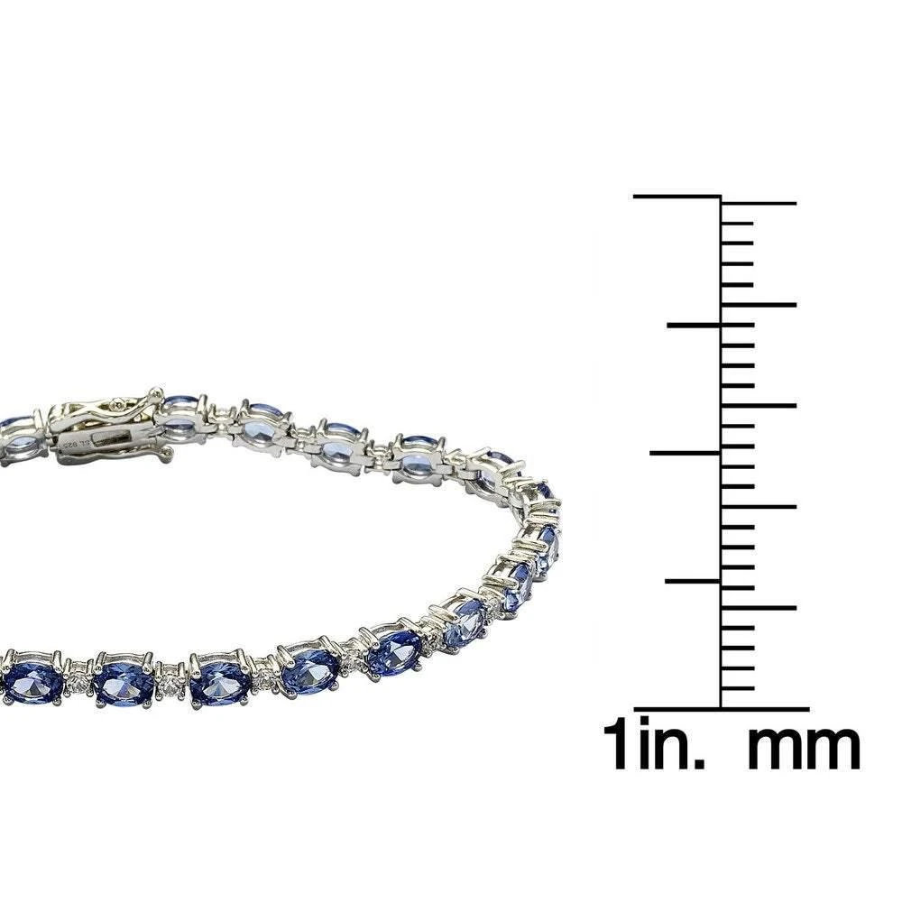 Suzy Levian Sterling Silver Oval-Cut Blue Sapphire Tennis Bracelet 3