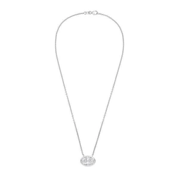 Diana M Jewels 14kt white gold lab grown east west oval bezel pendant weighing 2.00 ct 2