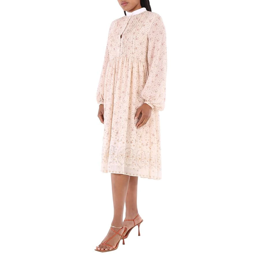 Chloé High-Neck Dress With Print in Dew Pink 3