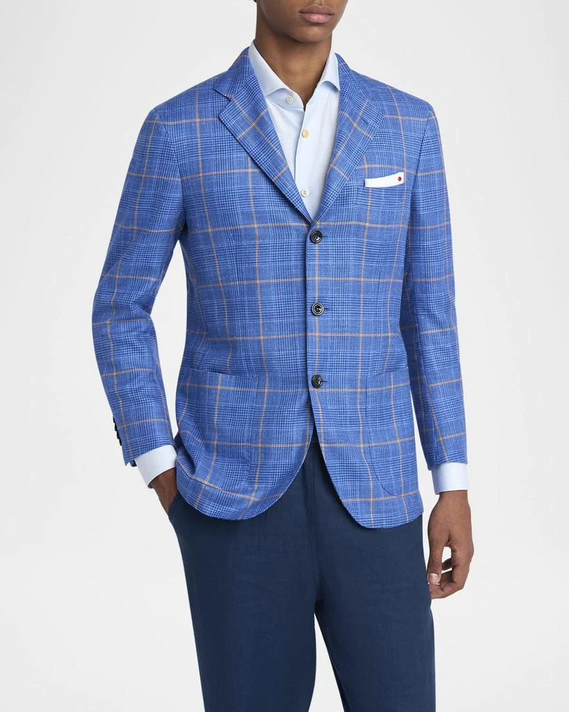 Kiton Men's Plaid With Windowpane Sport Coat 4