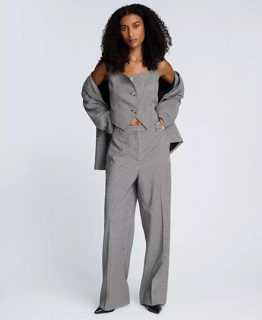 Kenneth Cole Women's Houndstooth Cropped Fitted Bodice Vest