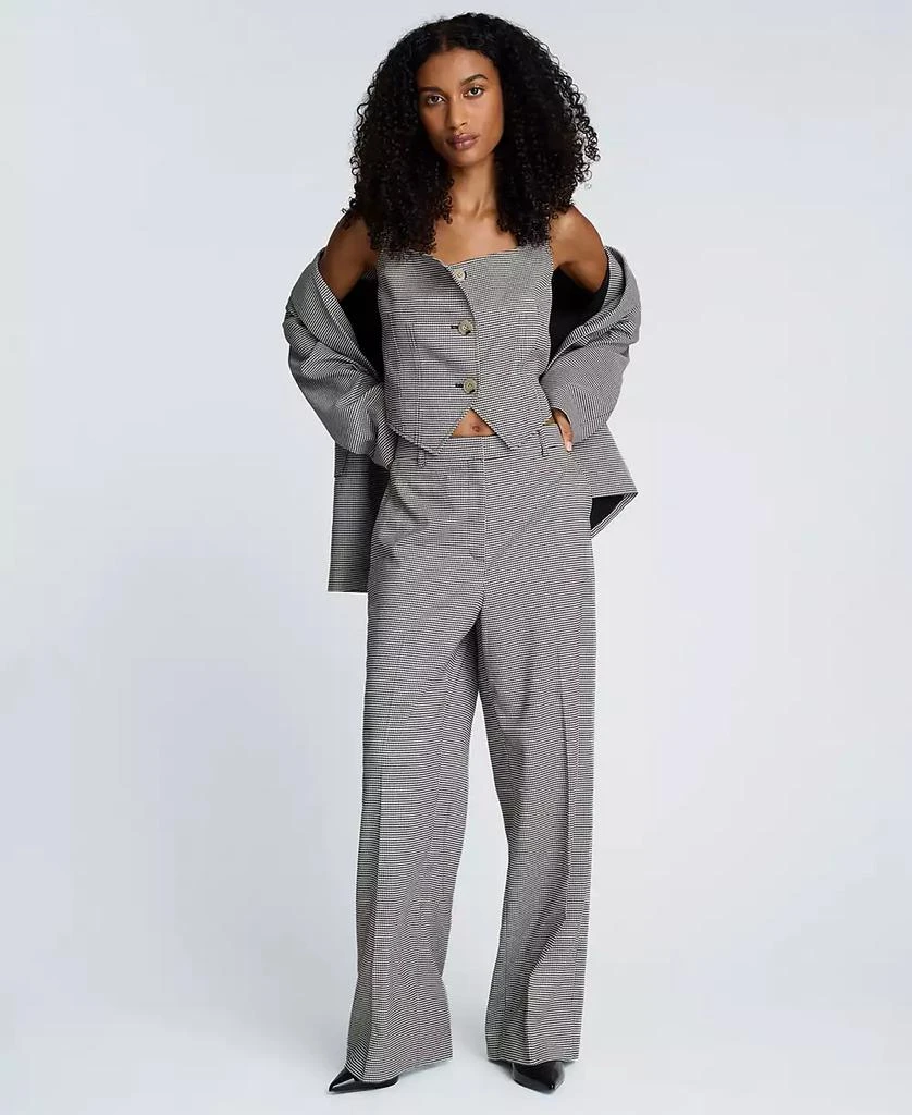 Kenneth Cole Women's Houndstooth Cropped Fitted Bodice Vest 2