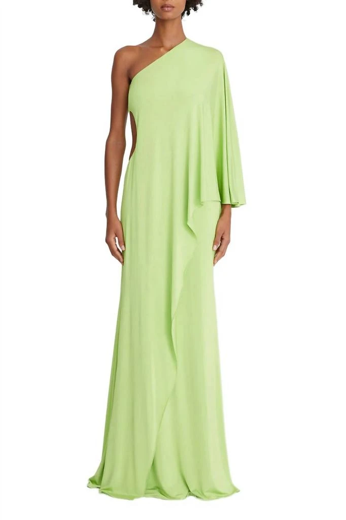 Halston Heritage Halston Heritage - One Shoulder Column Cascade Jersey Gown
